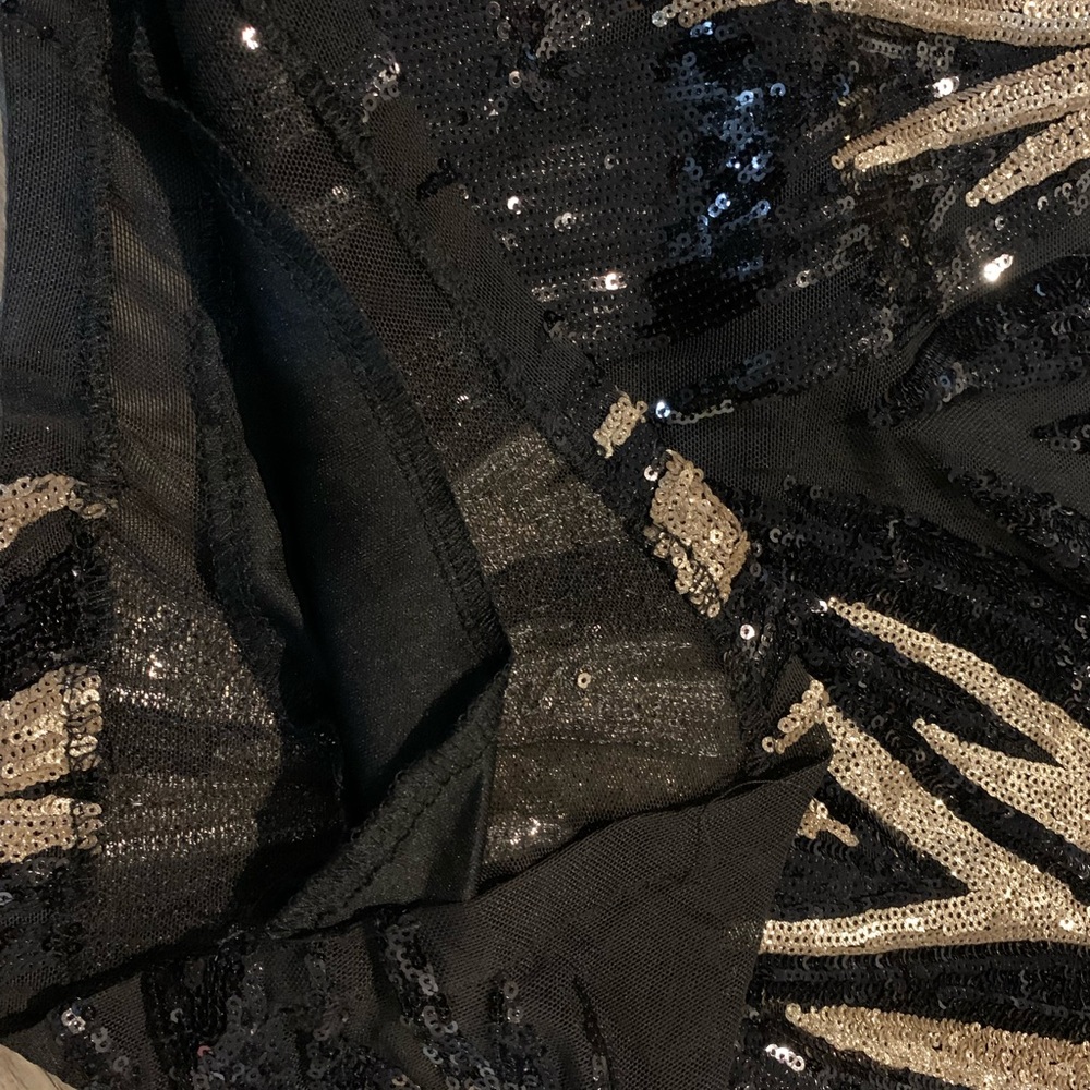 Black / Gold Sequin  Evening Dress - Picture 4 of 5